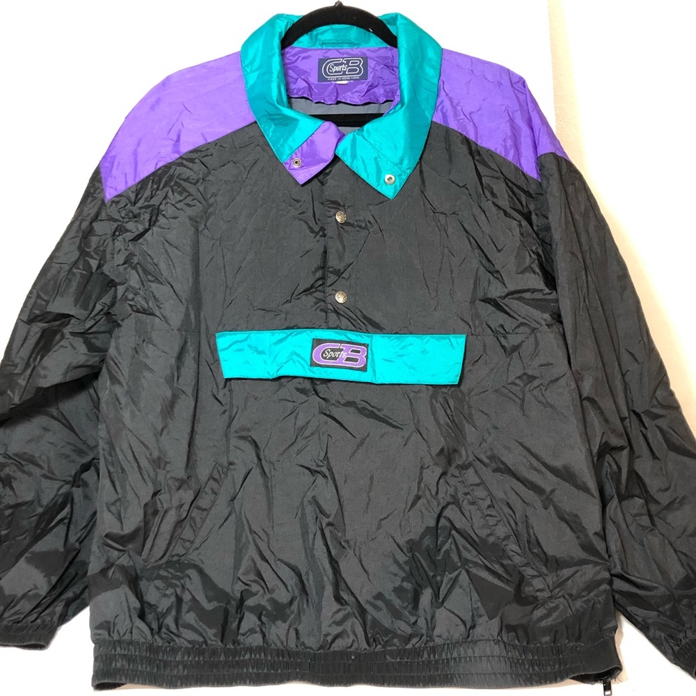 Vtg 90s CB SPORTS Mens L Windbreaker Track Jacket